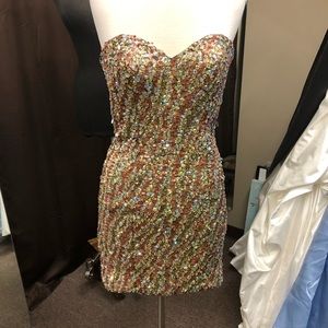 Stunning Gold full of Ab stones & Sequins size 4 Formal Dress GORGEOUS